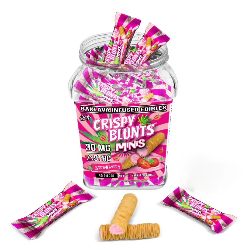 D9 THC minis 30mg Crispy Blunts Cream Crispy Phyllo Dough