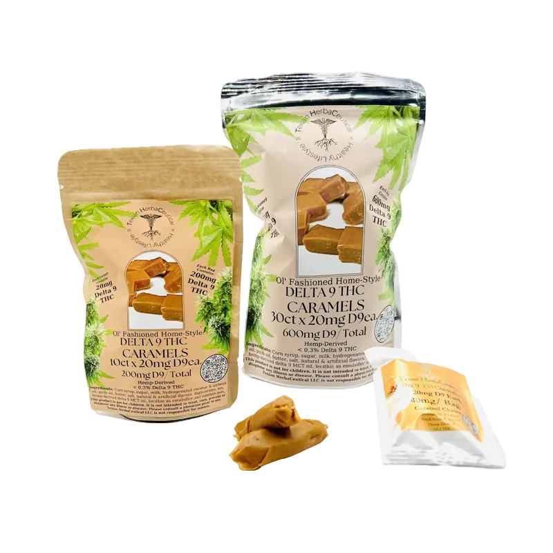 Texian HerbaCeutical Delta 9 THC Caramels - 20mg each
