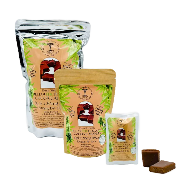 Texian HerbaCeutical Delta 9 THC Chocolate Cocoa Caramels