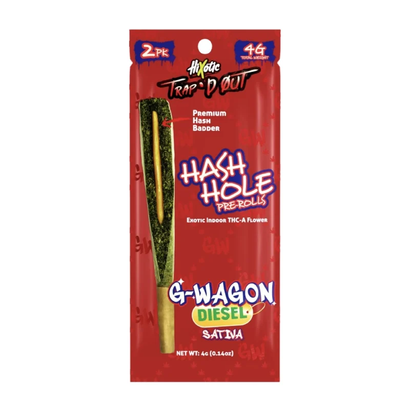 Hixotic Trap'd Out THCA Hash Hole Pre-Rolls 2×2g