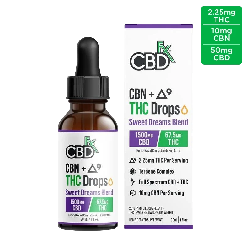 CBDfx CBD + CBN + Delta 9 THC Oil Drops - 1500mg