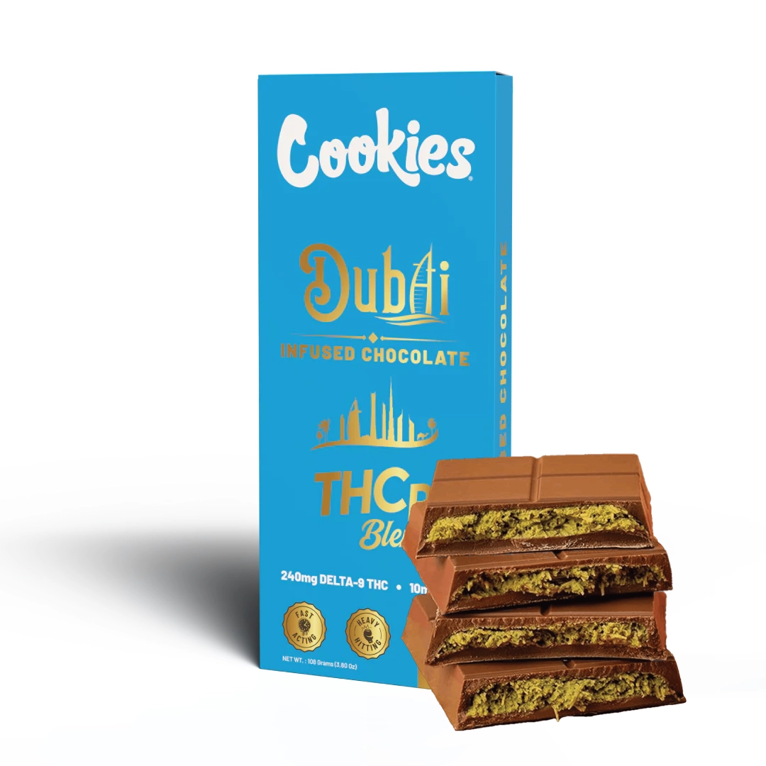 Cookies Dubai Chocolate – 250mg Delta-9 THC + THC-P Infused Bar