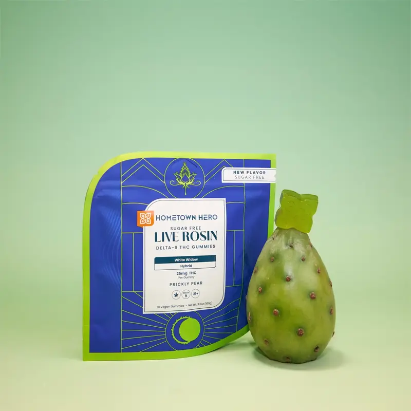 Hometown Hero Live Rosin Delta 9 Prickly Pear White Widow Gummies