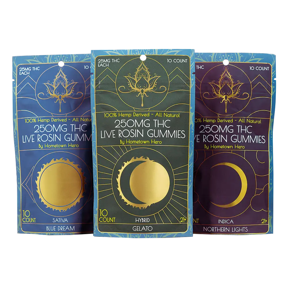 Hometown Hero All Natural THC Live Rosin Gummies